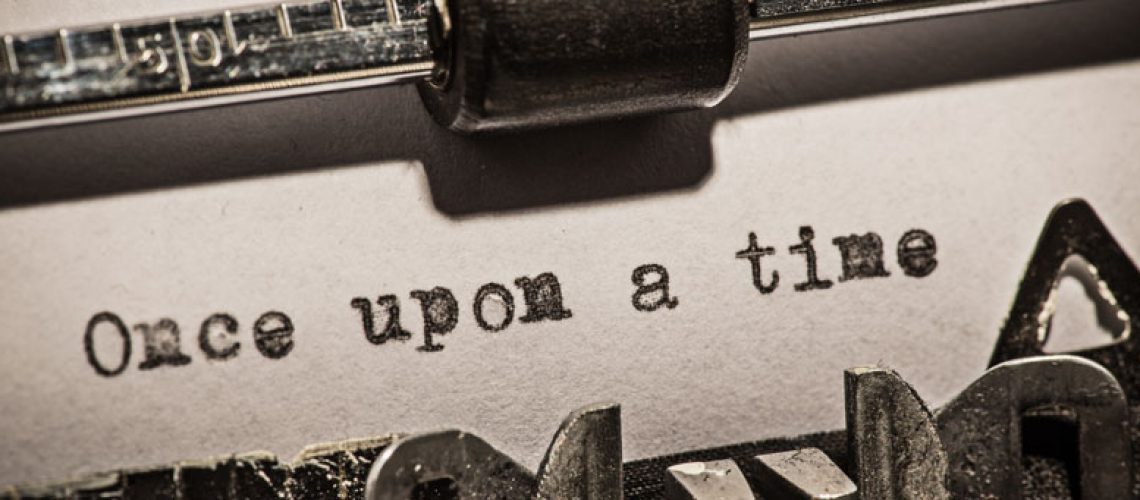 once upon a time type on typewriter black and white